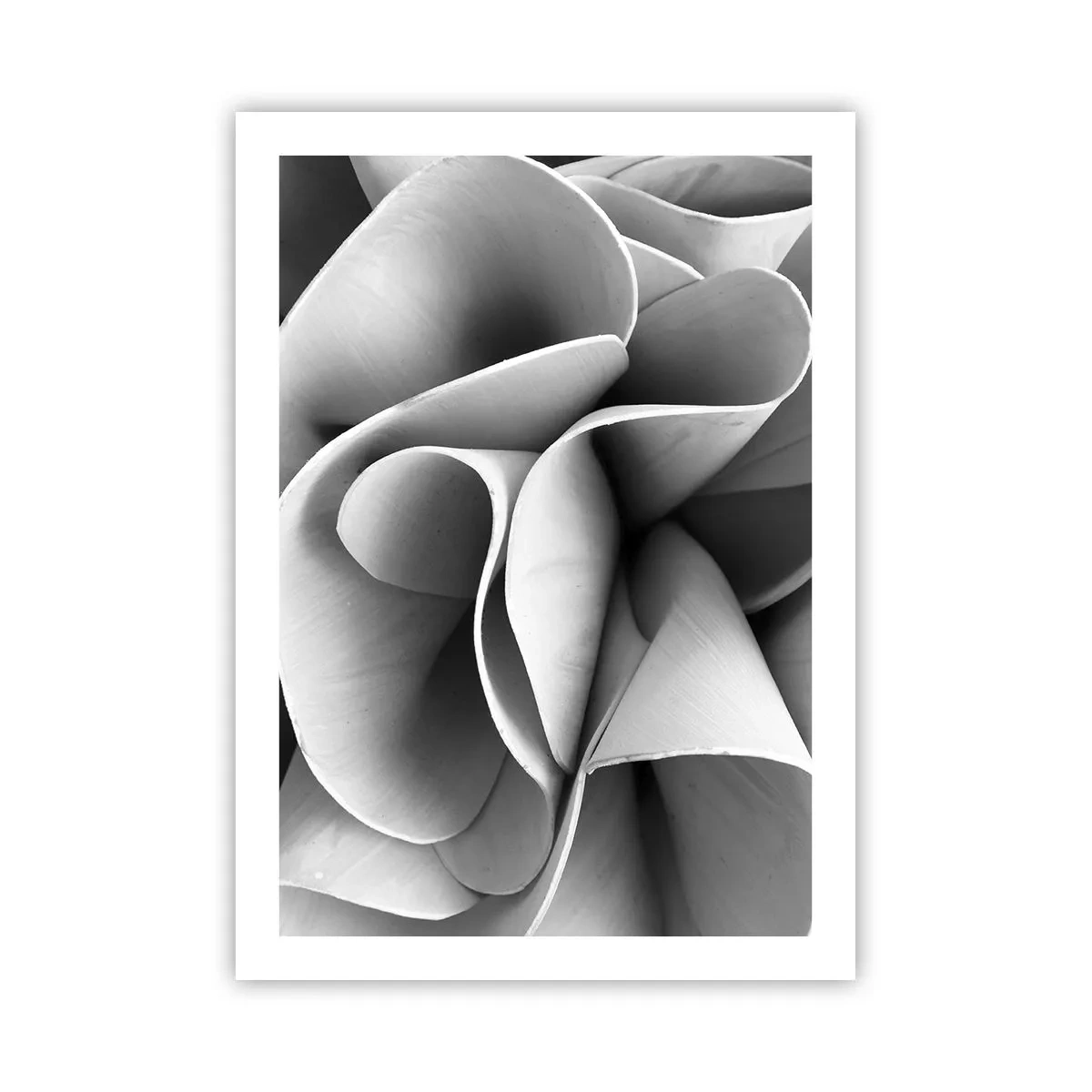 Plakat - Abstrakcyjne płatki w odcieniach szarości - 50x70cm - Dzieje się w przestrzeni - Nowoczesna dekoracja ścienna do salonu, kuchni i sypialni ARTTOR