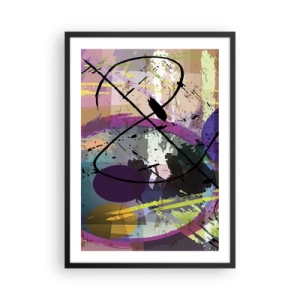 Plakat w czarnej ramie - Abstrakcyjna kompozycja z geometrycznymi kształtami - 50x70cm - Można wprost lub naokoło - Nowoczesna dekoracja ścienna do salonu i sypialni ARTTOR