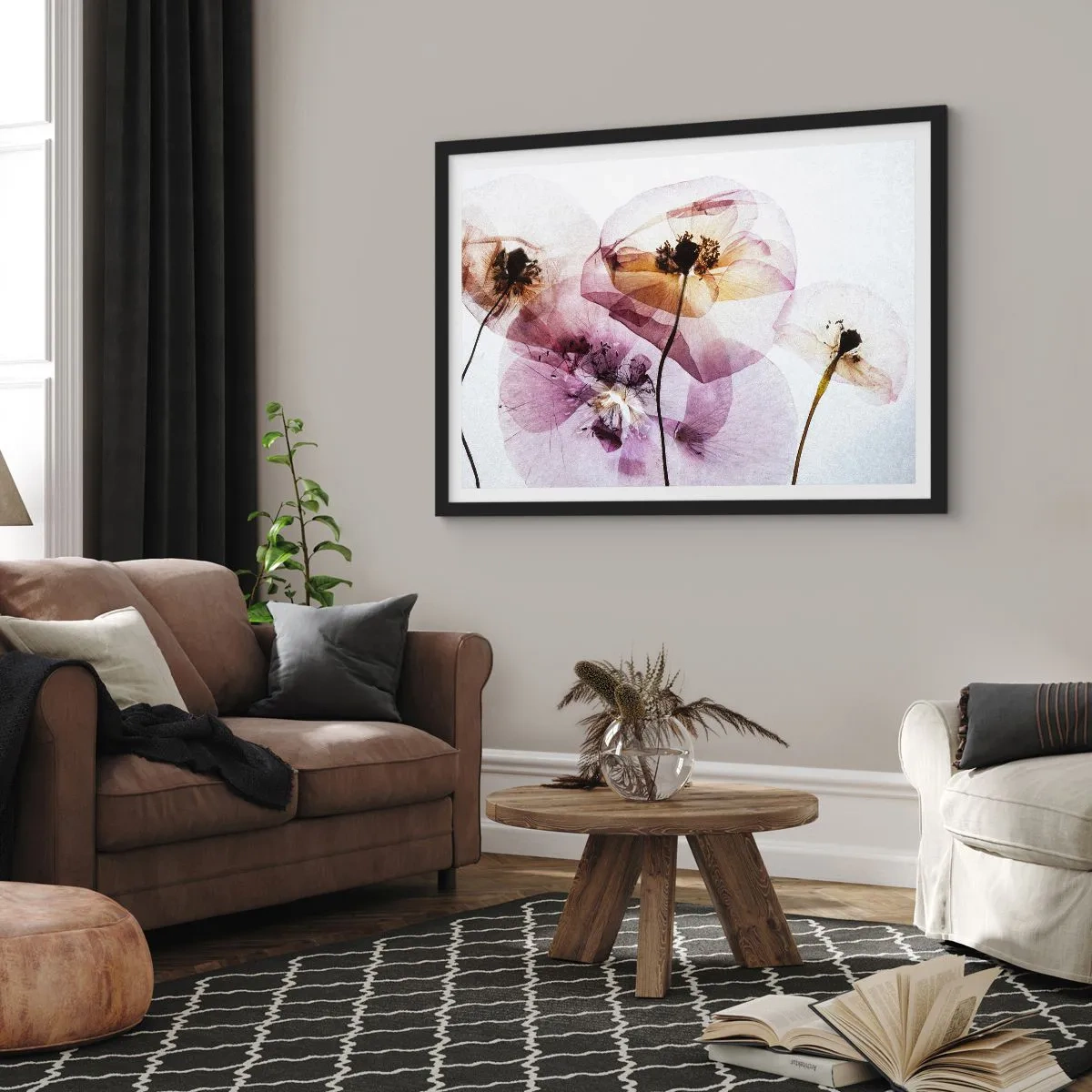 Plakat w czarnej ramie - Kwiatów ciała przezrocze - 40x30 cm