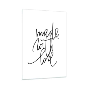 Obraz na szkle - Minimalistyczny napis 'Made with love' - 50x70cm - Najlepsza marka - Nowoczesna dekoracja ścienna do salonu, kuchni i sypialni ARTTOR