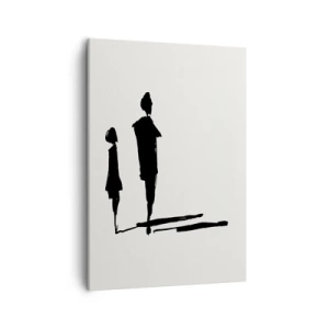 Obraz na płótnie - Abstrakcyjna kompozycja dwóch postaci w czerni - 50x70cm - Na pewno razem? - Nowoczesna dekoracja ścienna do salonu, kuchni i sypialni ARTTOR