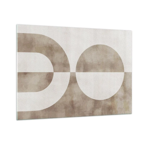 Obraz na szkle - Geometria w beżach z półokręgiem i kołem na tle poziomym - 100x70cm - Podobieństwa i różnice - Nowoczesna dekoracja ścienna do salonu, kuchni i sypialni ARTTOR