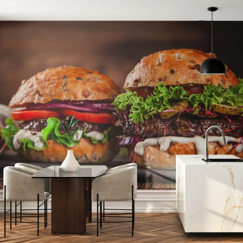 Fototapeta Premium Sand - American dream - Gastronomia, Hamburger, Kulinarne - 250x175 cm