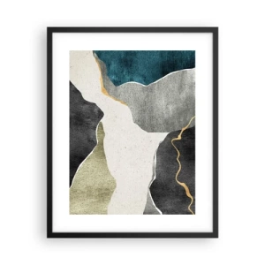 Plakat w czarnej ramie - Mozaikowa kompozycja z nitką złota - 40x50 cm