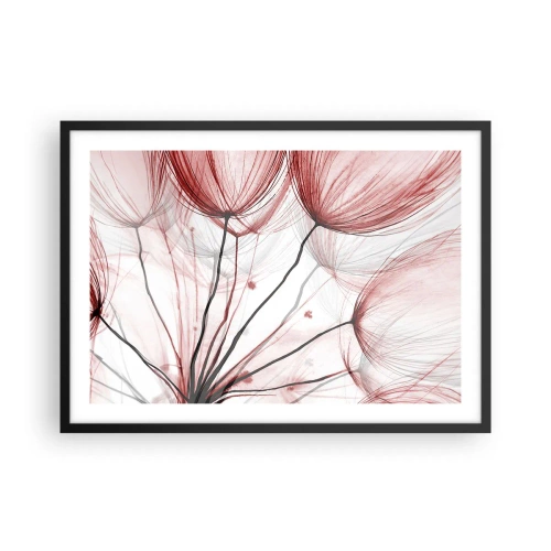 Plakat w czarnej ramie - Delikatne kwiaty w odcieniach czerwieni na jasnym tle - 70x50cm - Przed odlotem - Nowoczesna dekoracja ścienna do salonu i sypialni ARTTOR