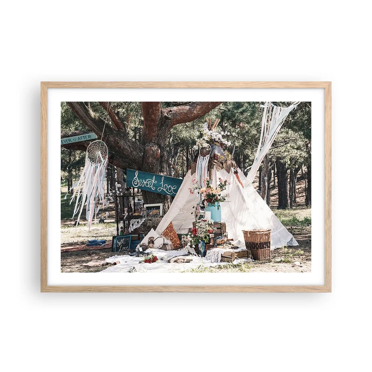 Plakat w ramie jasny dąb - Make love… - 70x50 cm