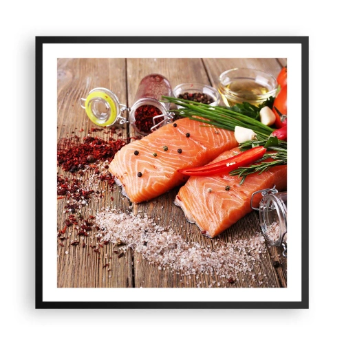 Plakat w czarnej ramie - Norweska przygoda w kuchni - 60x60 cm