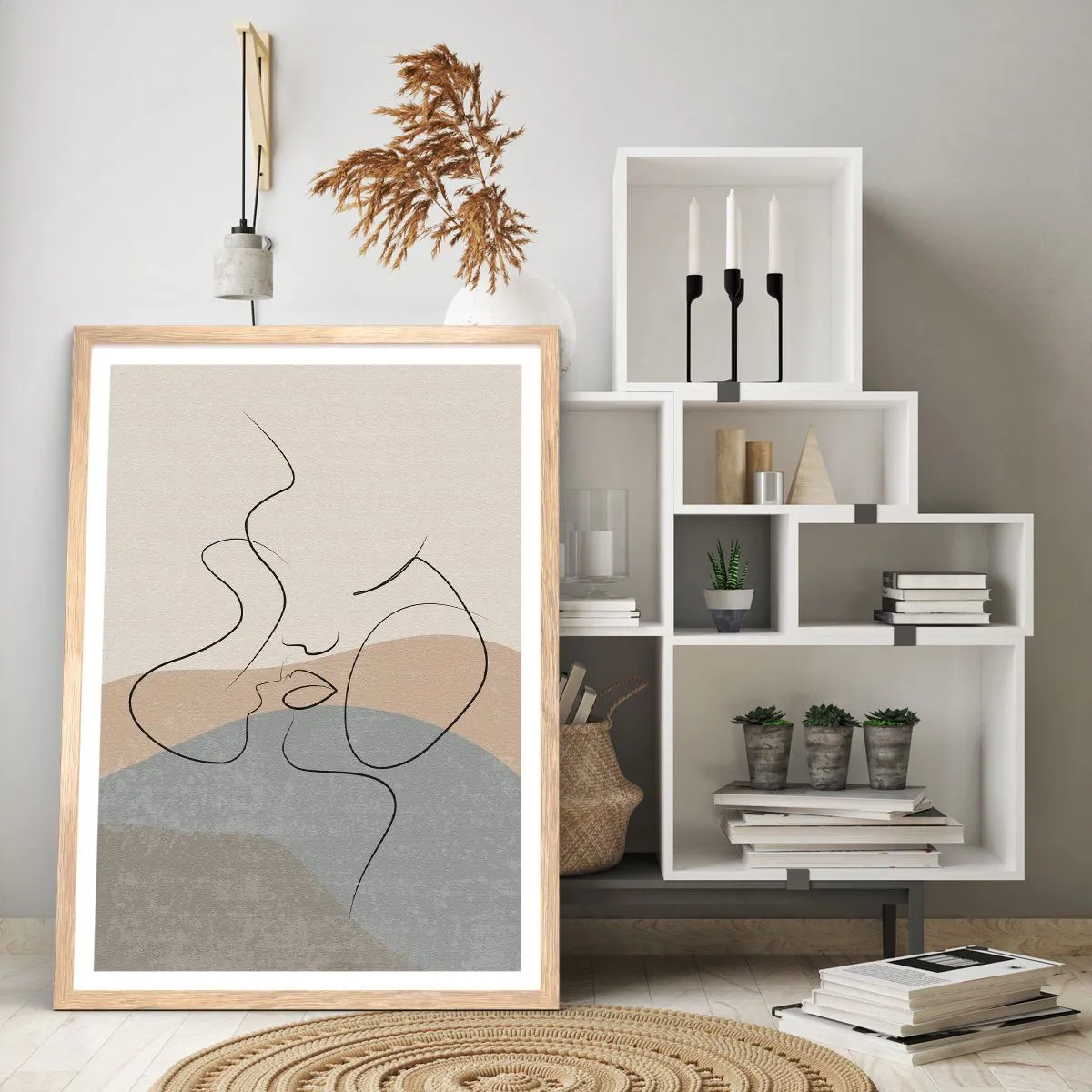 Plakat w ramie jasny dąb - Jak muśnięcie pędzlem - 61x91 cm
