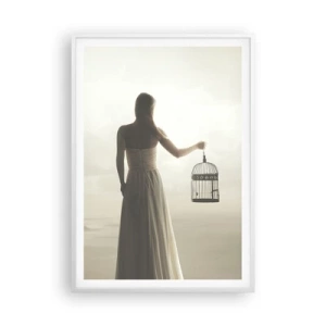 Plakat w białej ramie - Bądź wolna - 70x100 cm