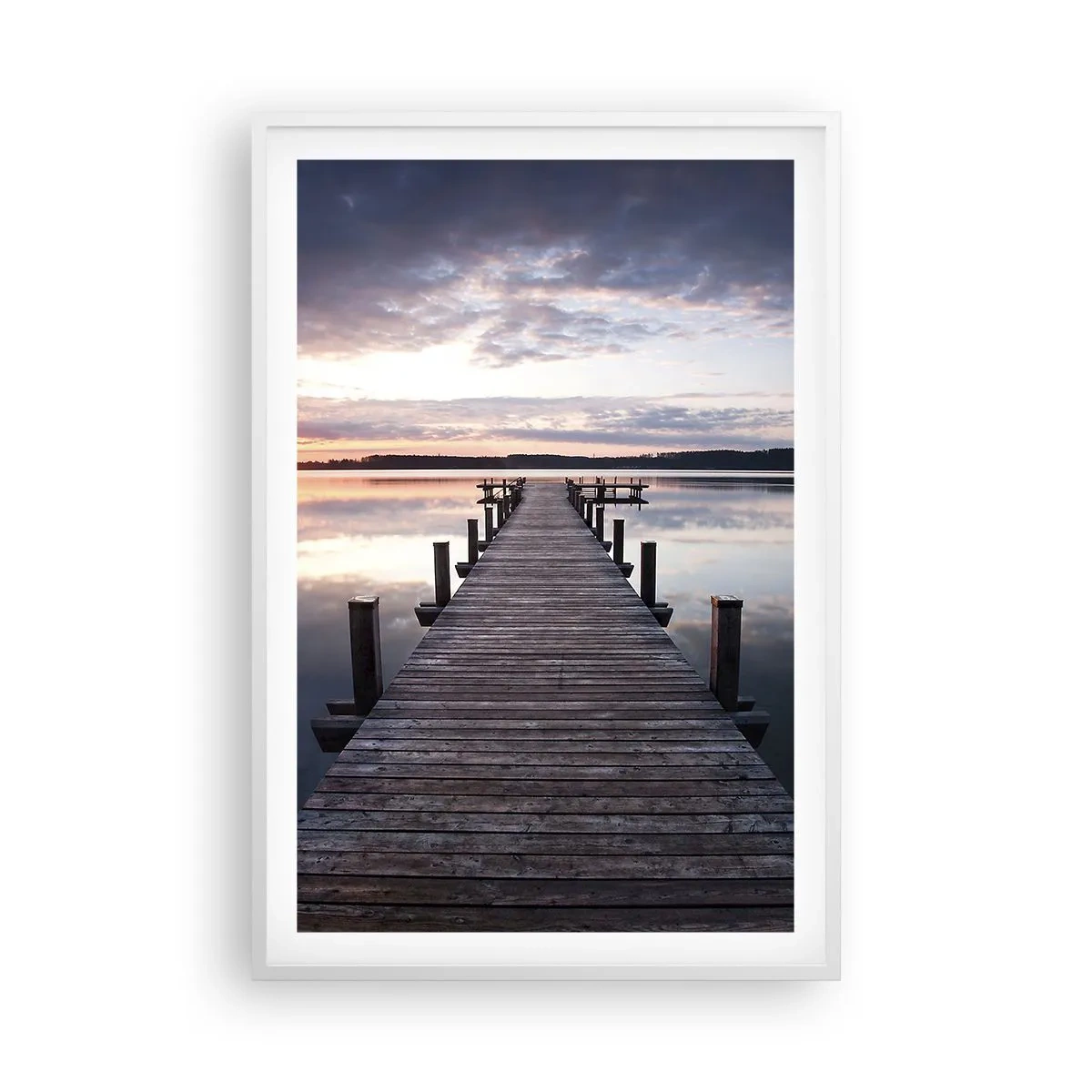 Plakat w białej ramie - Cicha granica dnia i nocy - 61x91 cm