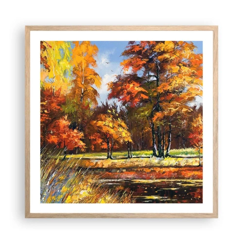 Plakat w ramie jasny dąb - Pejzaż w złocie i brązie - 60x60 cm