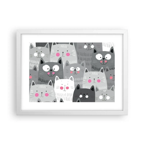 Plakat w białej ramie - Koci świat - 40x30 cm