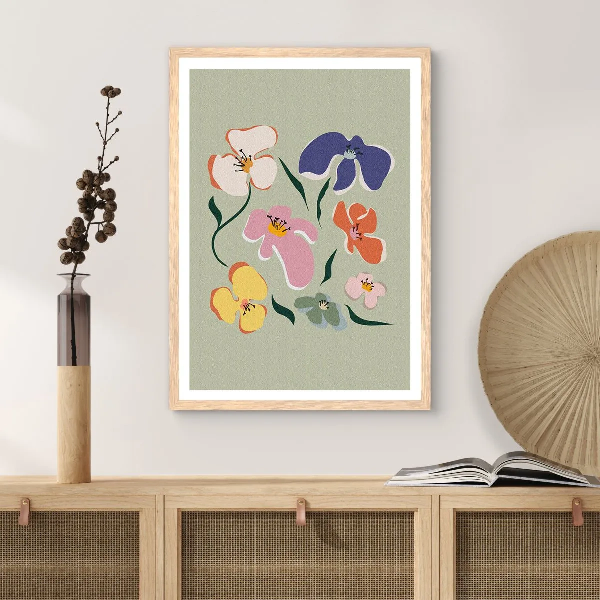 Plakat w ramie jasny dąb - Bratki za pan brat - 50x70 cm