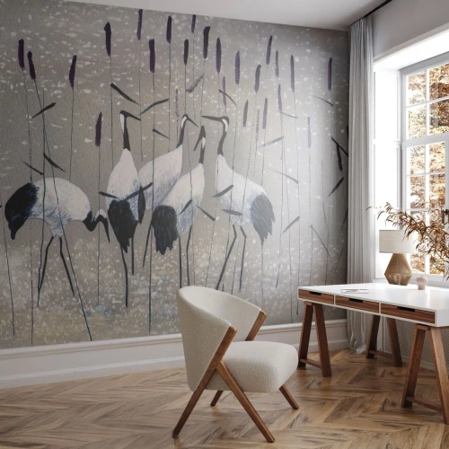 Fototapeta Standard Eco - Wśród swoich - Żuraw, Ptak, Natura - 200x140 cm