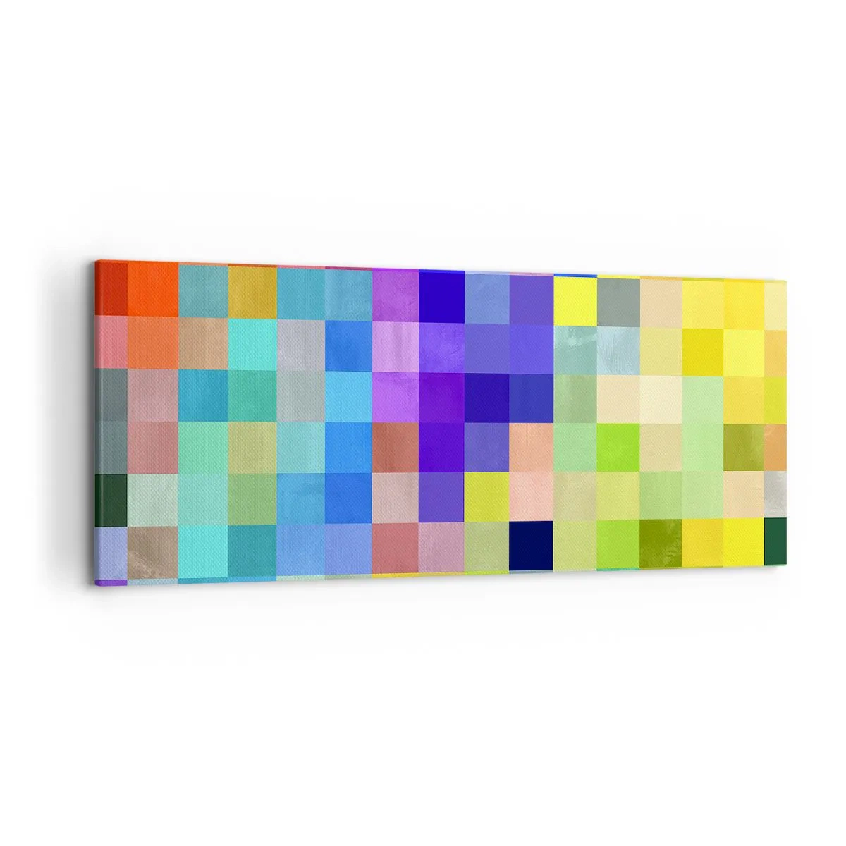Obraz na płótnie - Kolorowa mozaika kwadratów w różnorodnych barwach - 120x50cm - Każdy inny, wszystkie równe - Nowoczesna dekoracja ścienna do salonu i sypialni ARTTOR