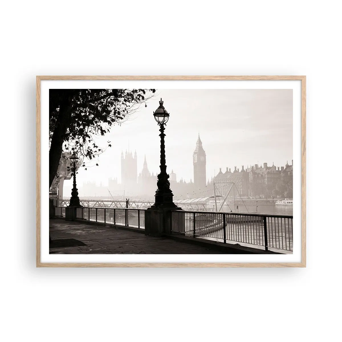 Plakat w ramie jasny dąb - Londyński poranek - 100x70 cm