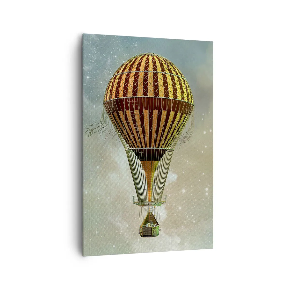 Obraz na płótnie - Balon na gorące powietrze unoszący się wśród chmur - 80x120cm - Pionierskie loty - Nowoczesna dekoracja ścienna do salonu i sypialni ARTTOR