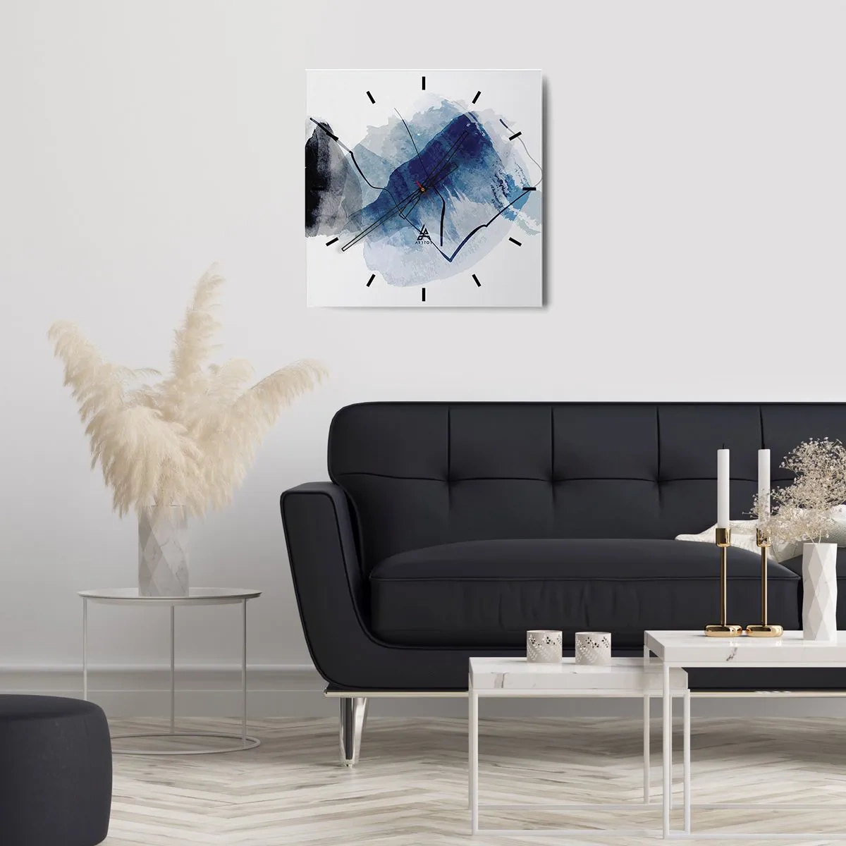 Zegar ścienny - Abstrakcyjne formy w odcieniach niebieskiego z delikatnymi liniami - 30x30cm - Lodowa góra - Nowoczesna dekoracja ścienna do salonu i sypialni ARTTOR