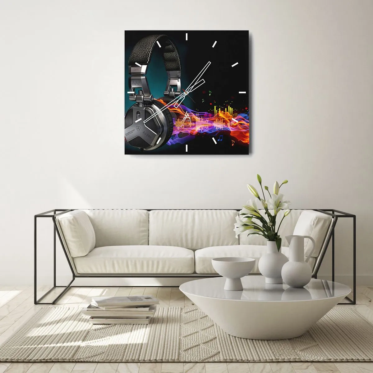 Zegar ścienny - W ogniu muzyki - 40x40 cm