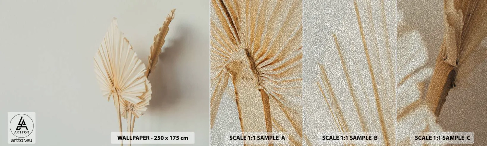 Fototapeta Próbka Premium Sand - Gdy potrzebne ukojenie - Jasny, Minimalizm, Liść - 100x30 cm