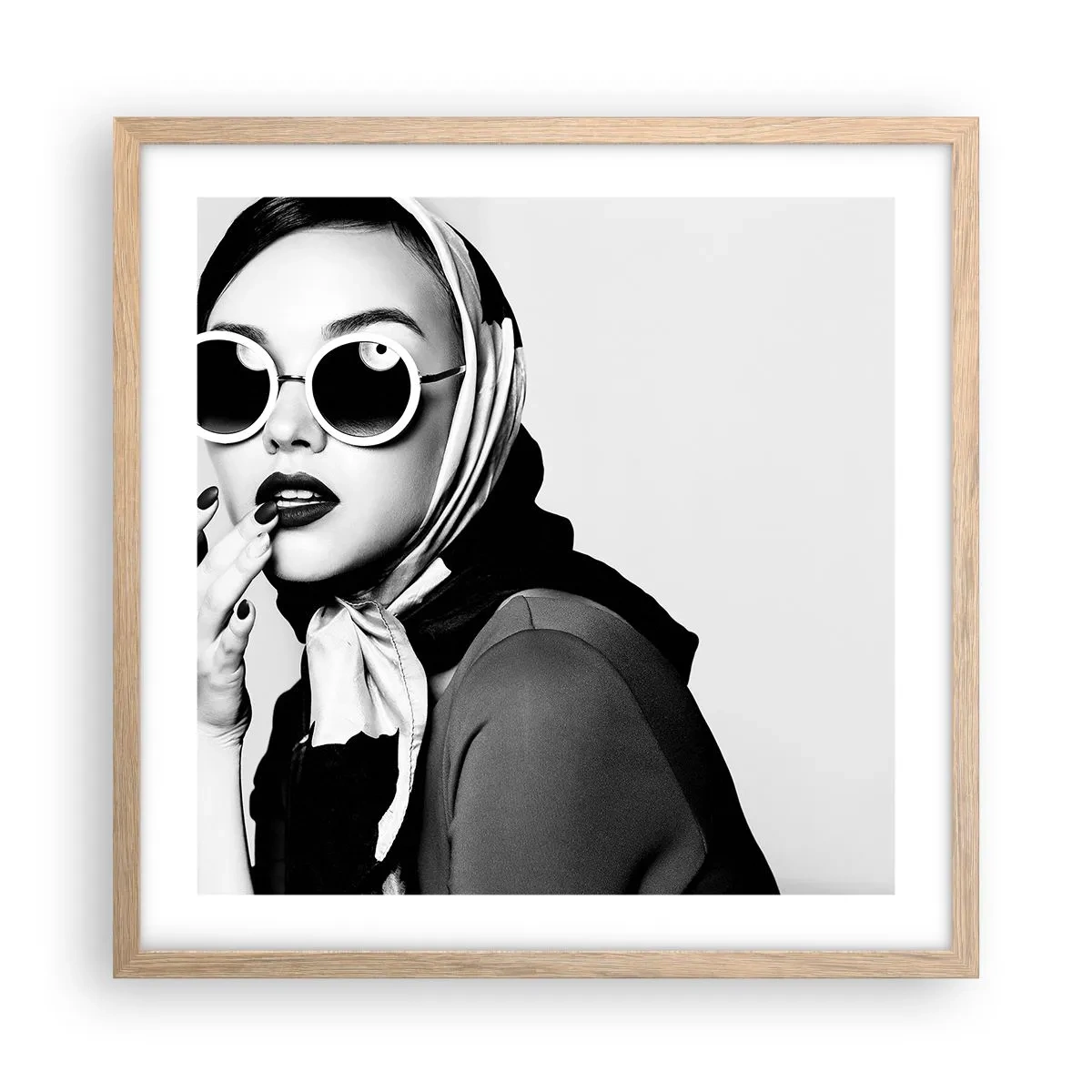 Plakat w ramie jasny dąb - Pozdrowienia z lat 60. - 50x50 cm