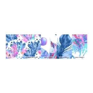 Fototapeta Próbka Samoprzylepna Deluxe Sticker - Pióropusze w różu i błękicie - Ptasie Pióro, Kolorowa Ilustracja, Grafika - 100x30 cm
