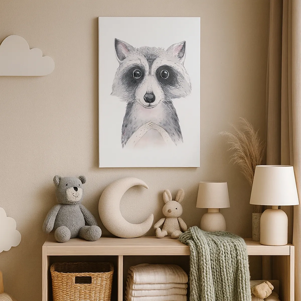 Obraz na płótnie - Uroczy szop narysowany akwarelą na białym tle - 50x70cm - Chwila na wzruszenie - Nowoczesna dekoracja ścienna do salonu, kuchni i sypialni ARTTOR