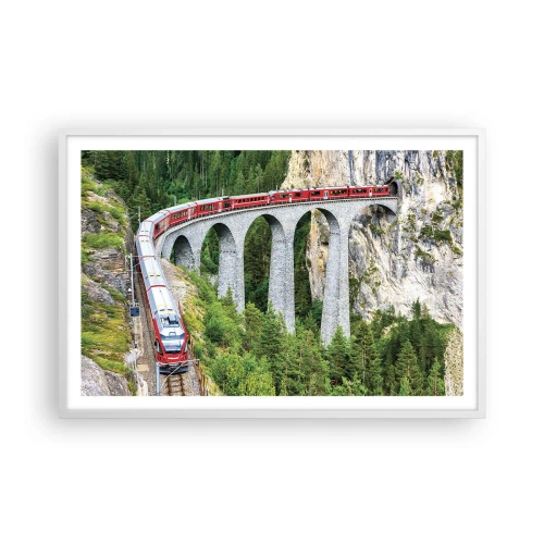 Plakat w białej ramie - Kolej na górskie widoki - 91x61 cm