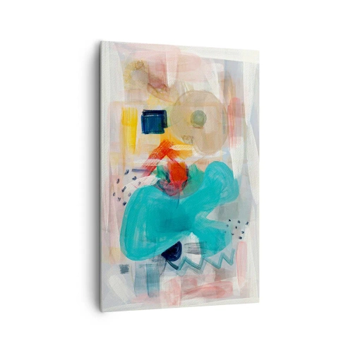 Obraz na płótnie - Abstrakcyjne kształty i kolory tworzące dynamiczną kompozycję - 80x120cm - Kolorowa gra - Nowoczesna dekoracja ścienna do salonu i sypialni ARTTOR