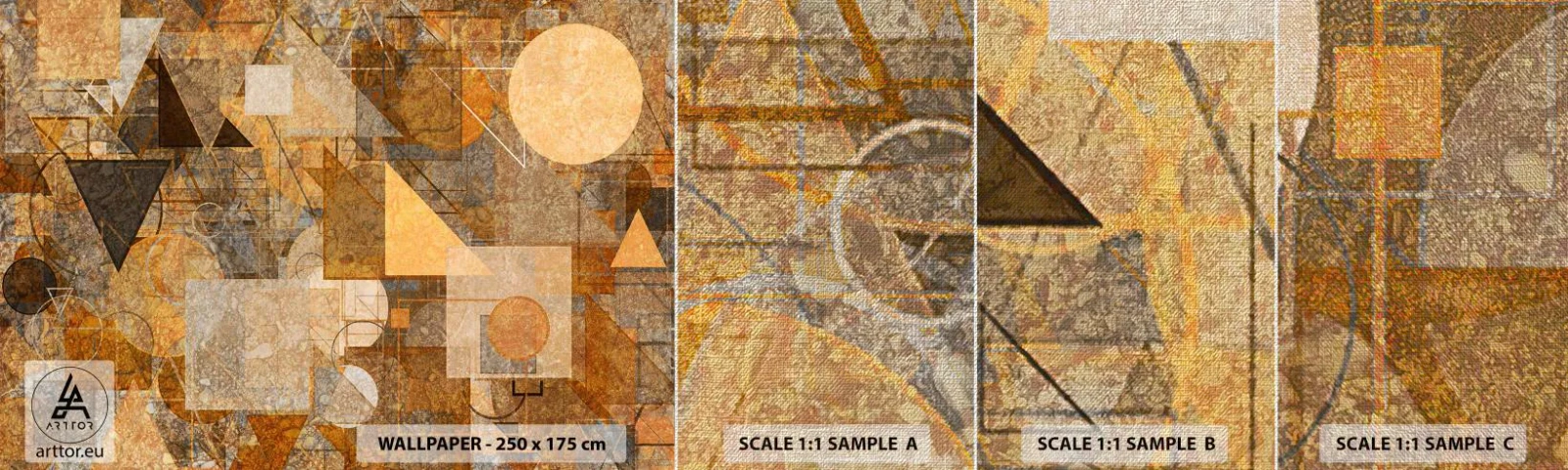 Fototapeta Próbka Premium Canvas - Kubistyczne studium brązu - Abstrakcja, Sztuka, Sztuka Nowoczesna - 100x30 cm