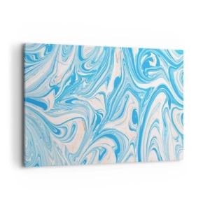 Obraz na płótnie - Abstrakcyjne niebieskie i białe wiry w stylu marmuru - 120x80cm - Rozlewisko w turkusie - Nowoczesna dekoracja ścienna do salonu, kuchni i sypialni ARTTOR