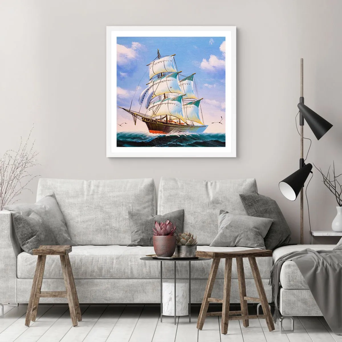 Plakat w białej ramie - Dumnie z wiatrem - 60x60 cm