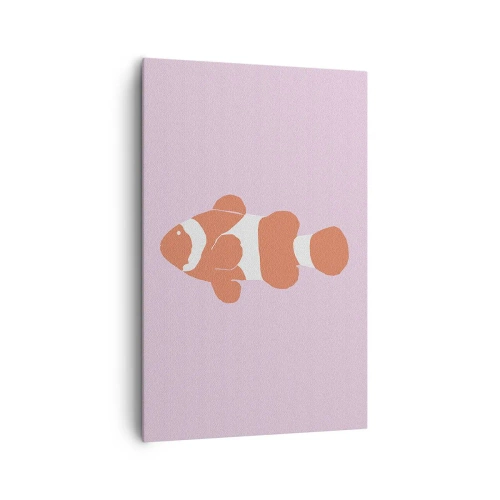 Obraz na płótnie - Minimalistyczna ilustracja błazenka na pastelowym tle - 80x120cm - W koralu jej do twarzy i do ogona - Nowoczesna dekoracja ścienna do salonu i sypialni ARTTOR