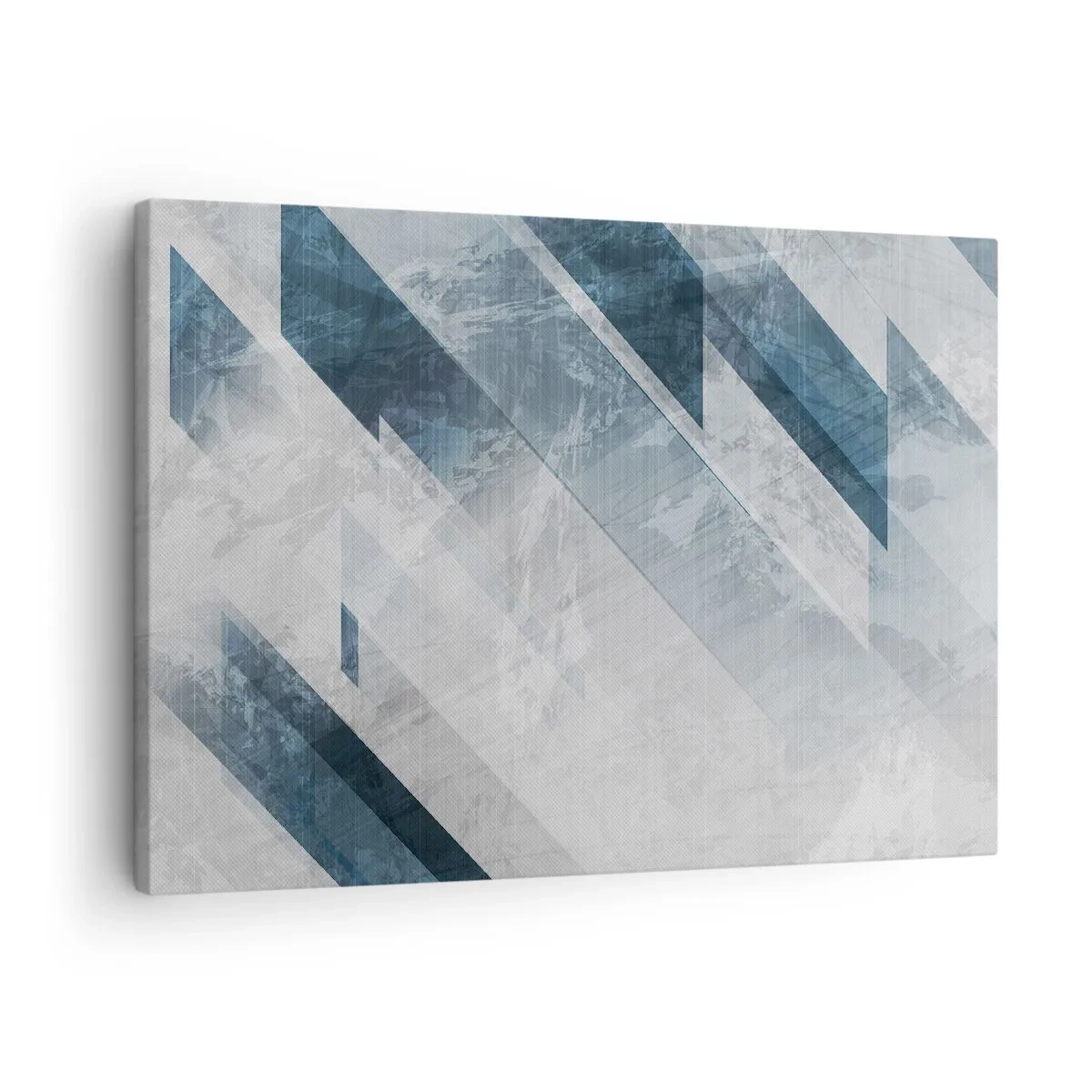 Obraz na płótnie - Abstrakcyjne linie w odcieniach szarości i błękitu - 70x50cm - Kompozycja przestrzenna – ruch szarości - Nowoczesna dekoracja ścienna do salonu i sypialni ARTTOR
