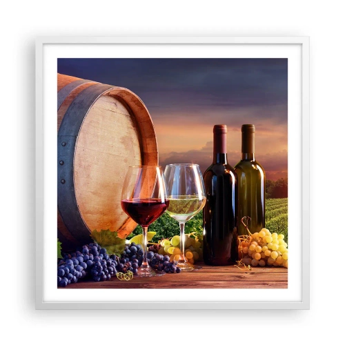 Plakat w białej ramie - Tu życie ma smak - 60x60 cm