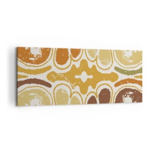 Obraz na płótnie - Ciepłe wzory abstrakcyjne w żółciach i brązach - 120x50cm - Abstrakcja sentymentalna - Nowoczesna dekoracja ścienna do salonu i sypialni ARTTOR