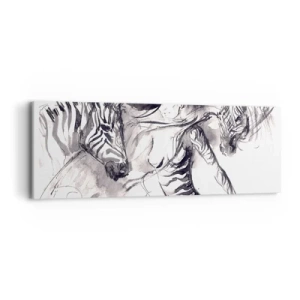 Obraz na płótnie - Tańcząca z zebrami - 90x30 cm