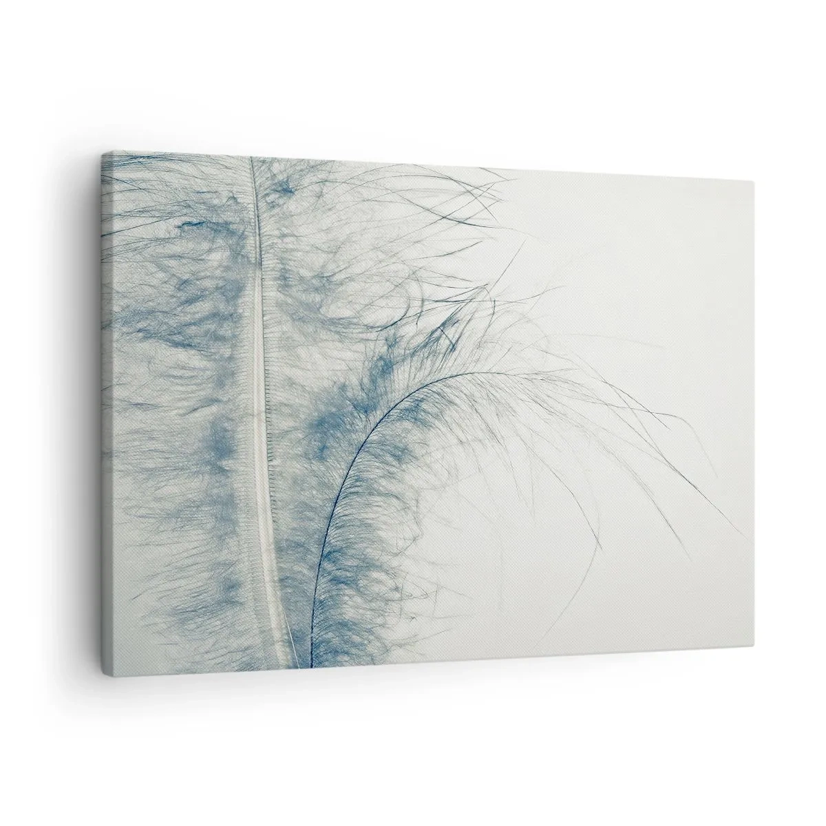 Obraz na płótnie - Delikatne pióro w pastelowych odcieniach na jasnym tle - 70x50cm - Szept natury - Nowoczesna dekoracja ścienna do salonu i sypialni ARTTOR