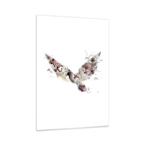 Obraz na szkle - Abstrakcyjne skrzydła w stylu artystycznym na białym tle - 50x70cm - Napowietrzny wędrowiec - Nowoczesna dekoracja ścienna do salonu, kuchni i sypialni ARTTOR