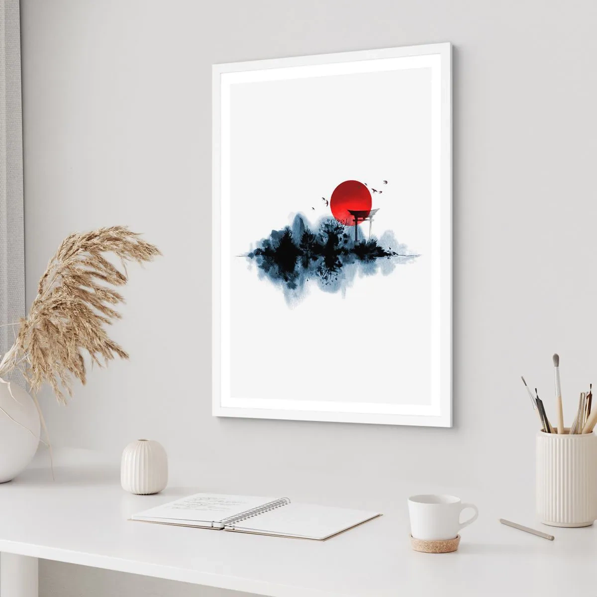 Plakat w białej ramie - Japoński widok - 40x50 cm