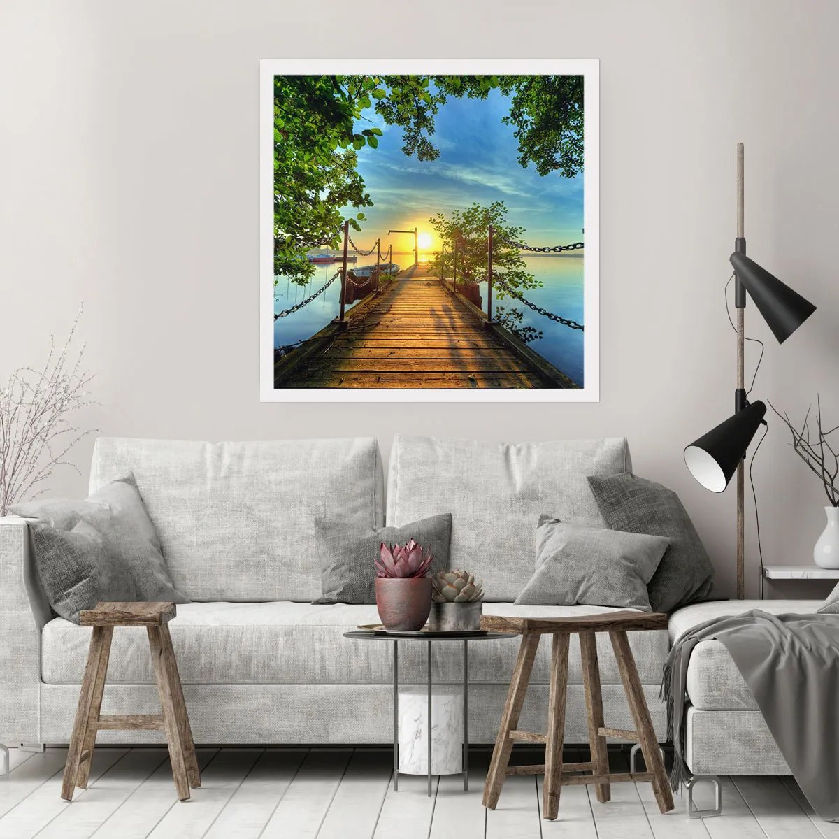 Plakat - Zachód nad wodą - 50x50 cm