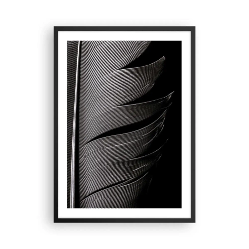 Plakat w czarnej ramie - Minimalistyczne ujęcie pióra w czerni i bieli - 50x70cm - Pióro – cudowna konstrukcja - Nowoczesna dekoracja ścienna do salonu i sypialni ARTTOR