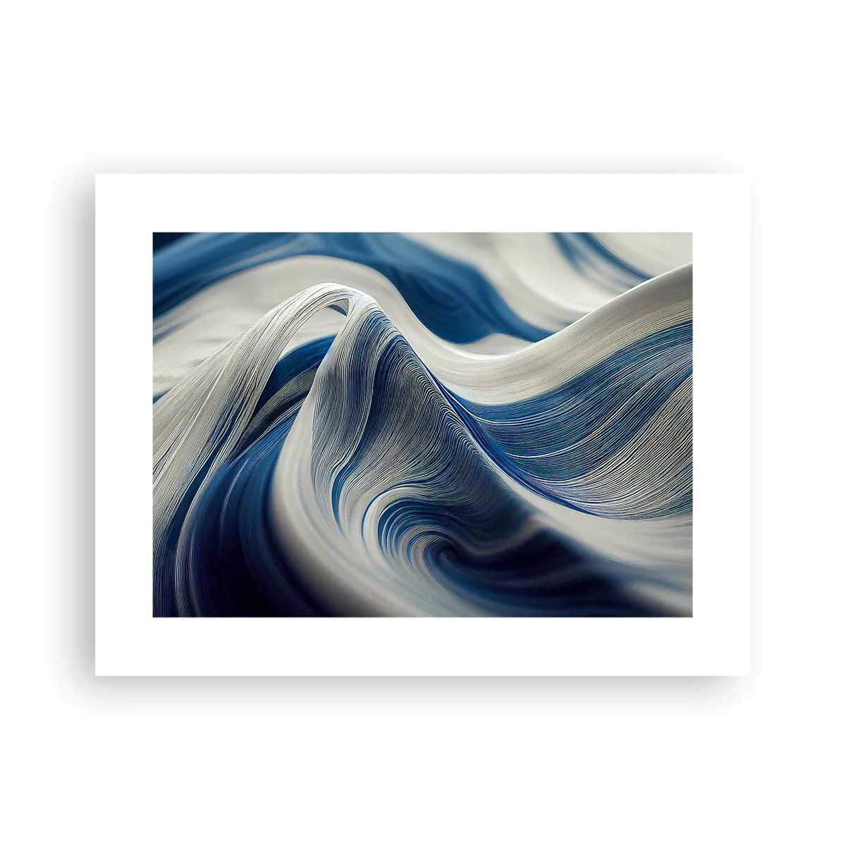 Plakat - Płynność błękitu i bieli - 40x30 cm