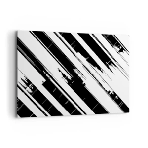 Obraz na płótnie - Czarno-białe linie i geometryczne wzory w nowoczesnym stylu - 120x80cm - Kompozycja intensywna i dynamiczna - Nowoczesna dekoracja ścienna do salonu, kuchni i sypialni ARTTOR