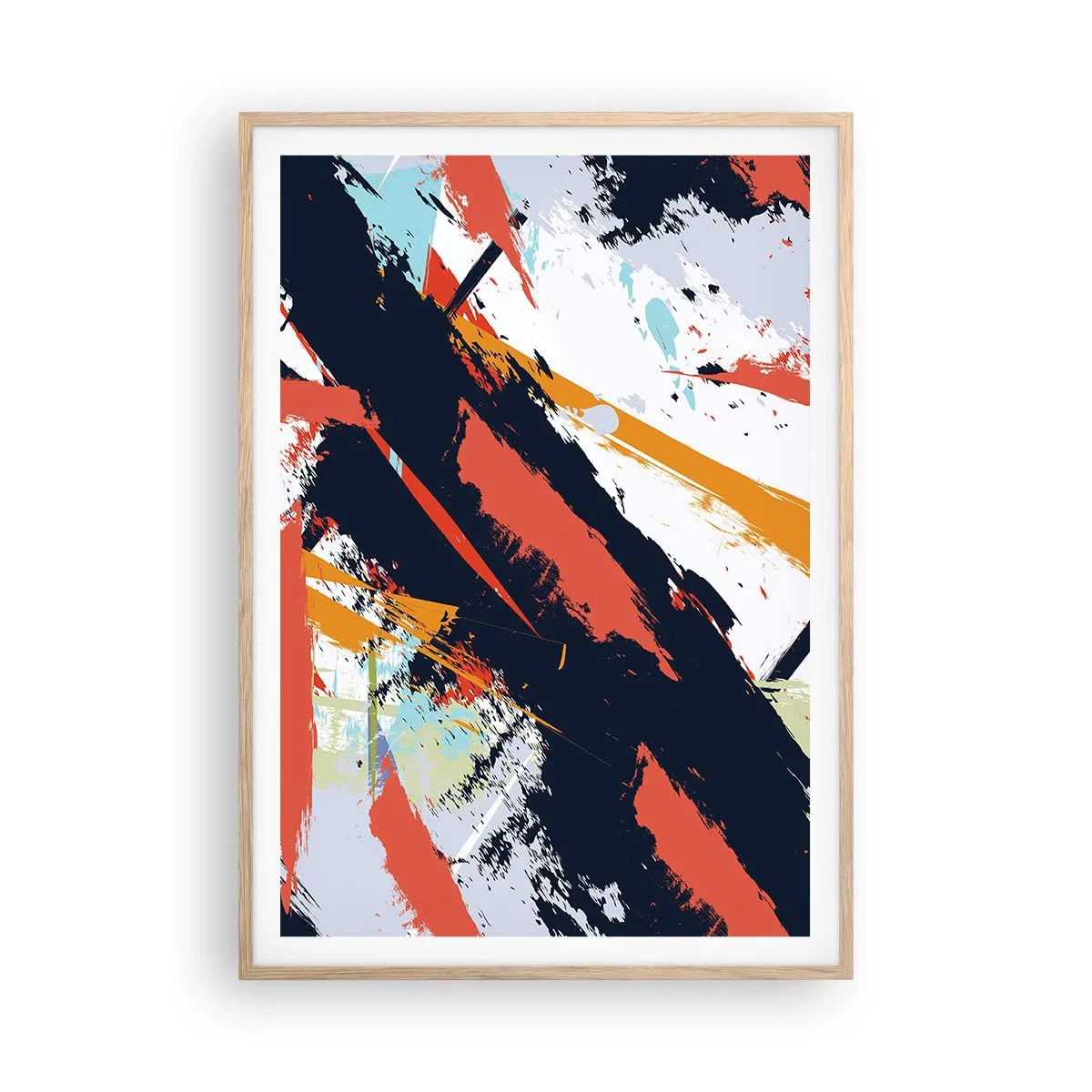 Plakat w ramie jasny dąb - Kompozycja dynamiczna - 70x100 cm