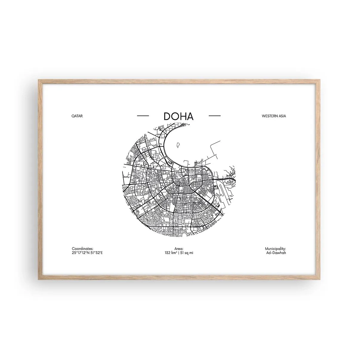 Plakat w ramie jasny dąb - Anatomia Dohy - 100x70 cm