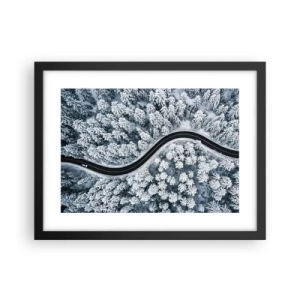Plakat w czarnej ramie - Przez zimowy las - 40x30 cm