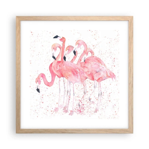 Plakat w ramie jasny dąb - Różowy ansambl - 40x40 cm