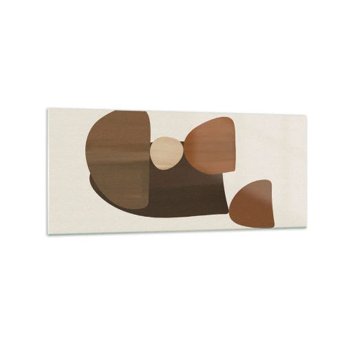 Obraz na szkle - Abstrakcyjna kompozycja w odcieniach brązu i beżu - 120x50cm - Kompozycja w brązie - Nowoczesna dekoracja ścienna do salonu i sypialni ARTTOR