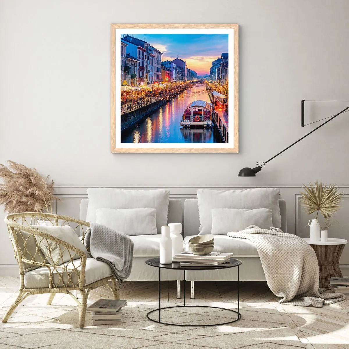 Plakat w ramie jasny dąb - Wieczór światła i zabawy - 40x40 cm